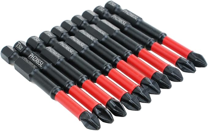 AUTOTOOLHOME 10 Pack Phillips PH2 Magnetic Anti Slip Screwdriver Bit Set 2.5" L TS2 Anti-Slip Long Drill Bits Impact Driver Bits