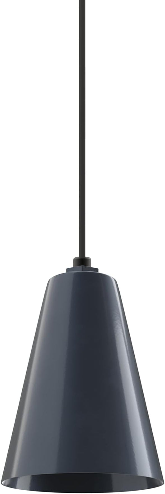 Steel Lighting Co. Laurel Pendant Light | Ceiling Mounted | 8.5 inch Cone Shade | Modern Contemporary Farmhouse Style Made in America | Black Cord | Gray Blue Exterior/Gray Blue Interior
