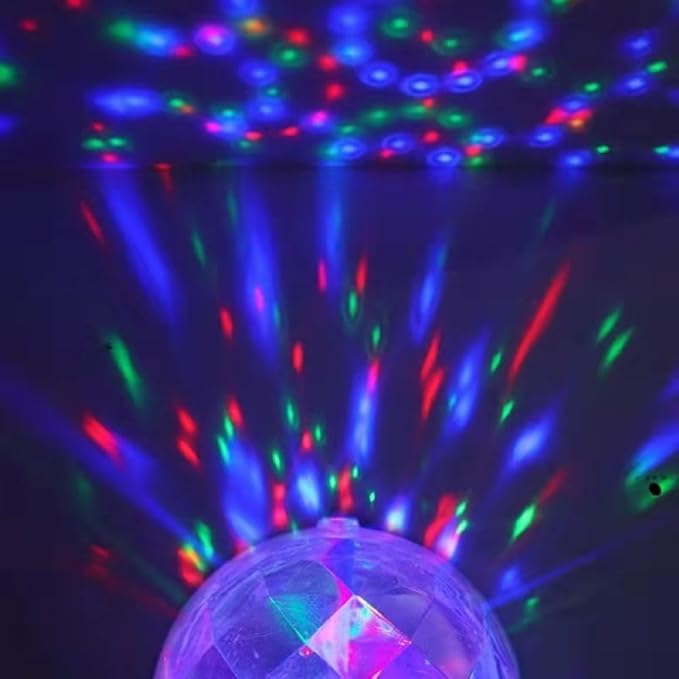 4 Pack Color Rotating Bulb E26 Party LED Bulbs,Multi Crystal Stage Lights for Disco,Color Changing Strobe RGB Bulb,Suitable for Indoor and Outdoor Birthday Parties,Clubs,Bars,Photography