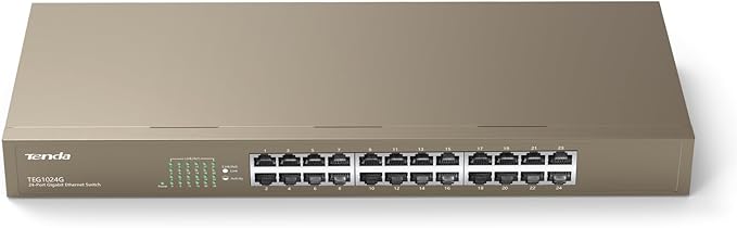 Tenda TEG1024G, 24 Port Gigabit Ethernet Unmanaged Switch, Network Hub, Ethernet Splitter, Plug & Play, Fanless Metal Design, Flexible Mounting, Limited Lifetime Protection