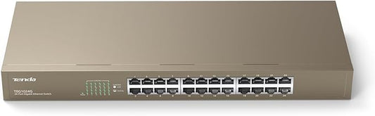 Tenda TEG1024G, 24 Port Gigabit Ethernet Unmanaged Switch, Network Hub, Ethernet Splitter, Plug & Play, Fanless Metal Design, Flexible Mounting, Limited Lifetime Protection