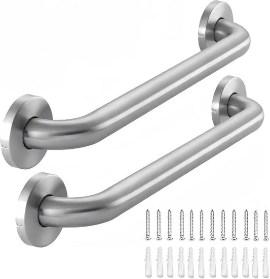 Stainless Steel Bathroom Safety Shower Grab Bar, Anti Slip Bathtubs Grab Bars,Toilet Assist Saft Handle Handrail ADA Compliant 500lbs for Handicap Elderly Senior (Brushed, 24 Inches 2 Pack)