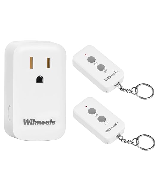 Remote Control Outlet Plug, WILAWELS Wireless Light Switch, On Off Remote Switch Outlet for Light, Lamp, Home Appliance, 100ft RF Range, 15A/1875W, FCC Listed, Two Switches for One 0utlet W02RC2106