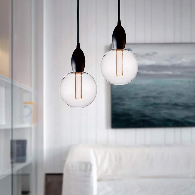 Large Globe Light Bulb, Vintage Edison Dimmable LED Bulb, 3.5W Low Lumen Eye-Caring Soft Dim Lighting for Mood(Not Daylight White), E26 Medium Base, Giant Round Glass Cover Clear RN G125