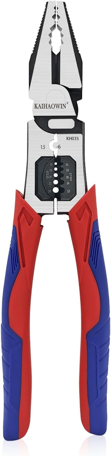 4-in-1 Linesman Pliers with Stripper and Crimper Multifunction Compound Linemans Pliers Side Cutters Heavy Duty for Electrician and Homes