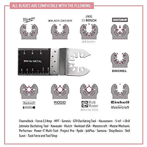 50PCS Bi-Metal Oscillating Multitool Quick Release Oscillating Saw Blades Fits Fein Multimaster, Porter Cable, Black&Decker, Bosch Craftsman, Ridgid, Makita, Milwaukee, Dewalt etc