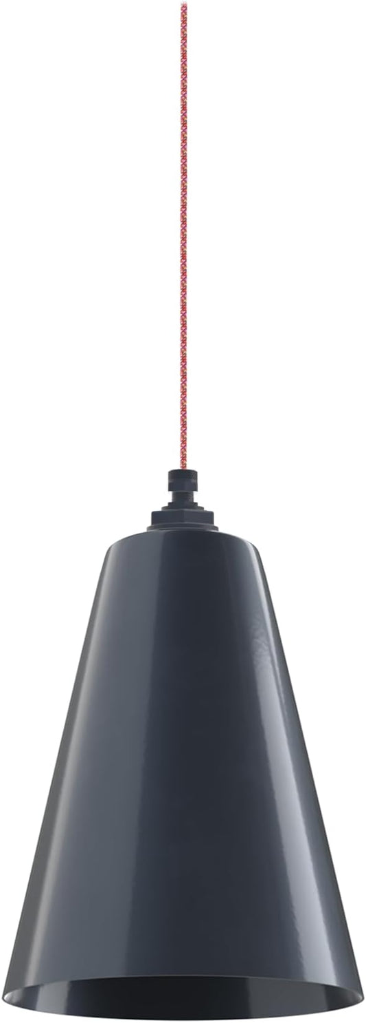 Steel Lighting Co. Laurel Pendant Light | Ceiling Mounted | 8.5 inch Cone Shade | Modern Contemporary Farmhouse Style Made in America | Sprinkles Cloth Cord | Gray Blue Exterior/Gray Blue Interior
