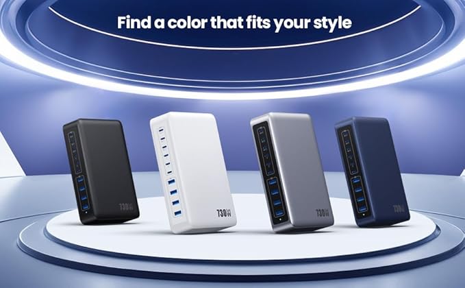 730W USB C Charger Block,10-Ports GaN V Fast Charging Station Hub,QC4.0+3 PD 100W Laptop Charger Wall Power Adapter for MacBook Pro/Air,DELL,iPhone 16/15/14/13,iPad,Galaxy S25,Pixel,Steam Desk-Silver