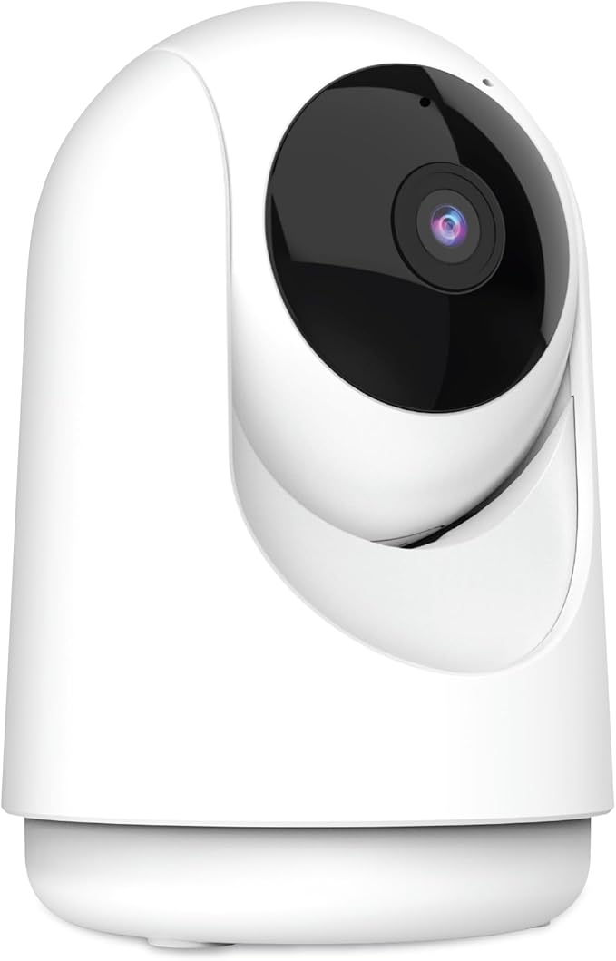 Feit Electric Indoor Security Camera with Motion Detection, 30ft. Night Vision, Pan and Tilt Head, 2.4GHz WiFi, 2-Way Audio, 1080p HD, Works with Alexa & Google Asst, Plug-in, White, CAM/PAN/WiFi/G2