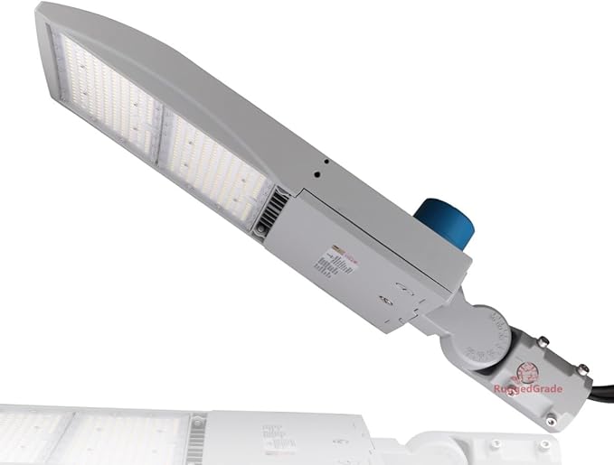 42,000 Lumen - 300 watt NextGen III LED Shoebox Lights - Dimmable - with Photocell - Slip FIT Mount -10KV Surge- Silver Gray Color