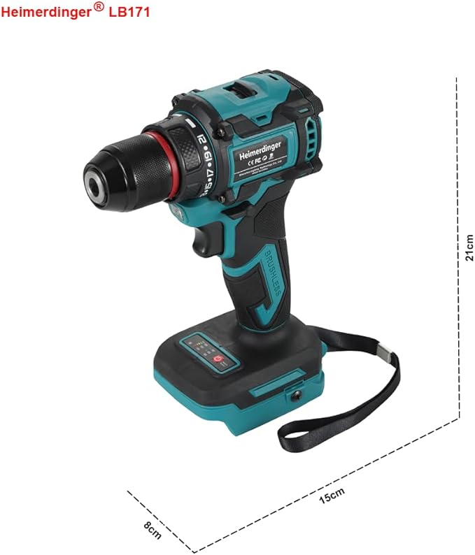 354 In-lbs Cordless Drill Driver for Makita 18V Battery, 3/8" Keyless Chuck, 21+1 Torque Settings, 1980 RPM, LED Light