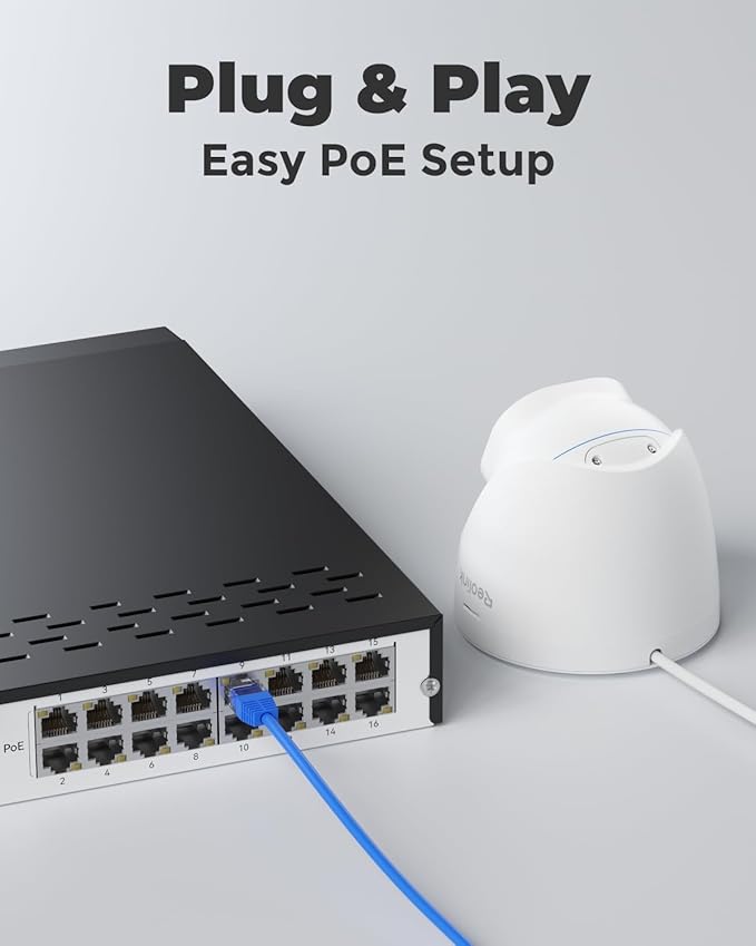 REOLINK 4K PoE Security Camera System Wired, 8pcs 8MP PoE Cameras, Smart Person/Vehicle Detection, 16CH NVR with 4TB HDD, H.265, 24/7 Recording, High Bitrate & Clear Stream, RLK16-800D8