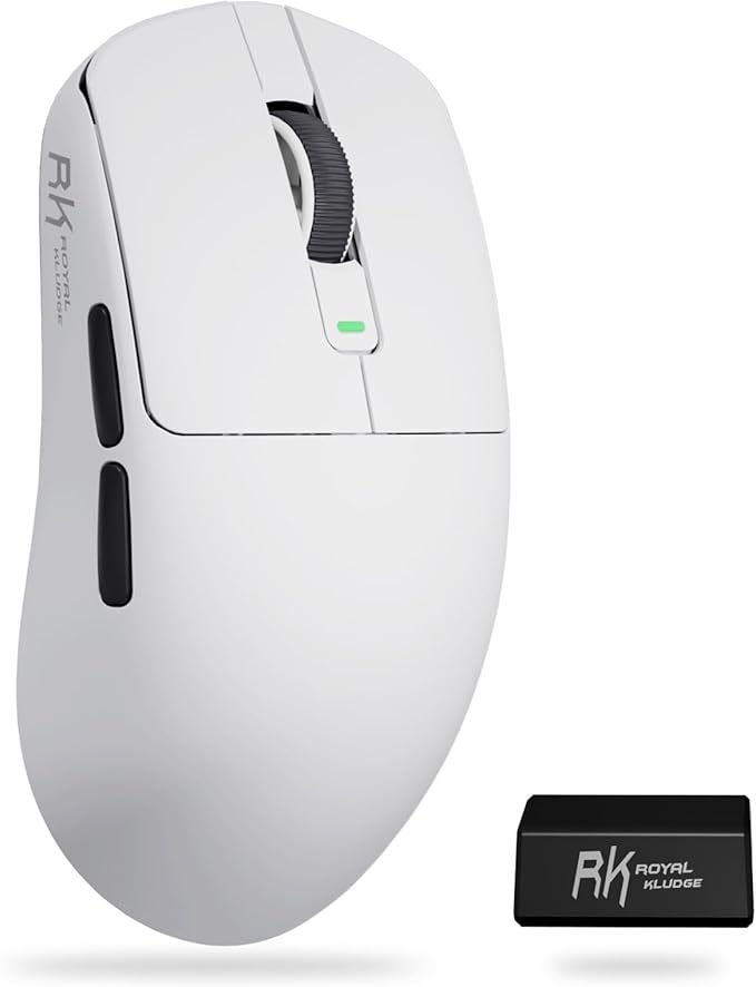 RK ROYAL KLUDGE RK M3 Gaming Mouse with 42000 DPI PAW3950 Optical Sensor 47g Lightweight Tri-Mode 2.4G/USB-C/Bluetooth Wireless Mouse 8000Hz Polling Rate with 5 Programmable Buttons White