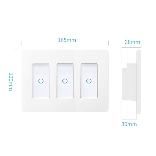 Milfra Touch Smart Switch 3 Gang, WiFi Light Switch Compatible With Alexa and Assistant, Neutral Wire Needed, No Hub Required, White, M22-1-3-DY
