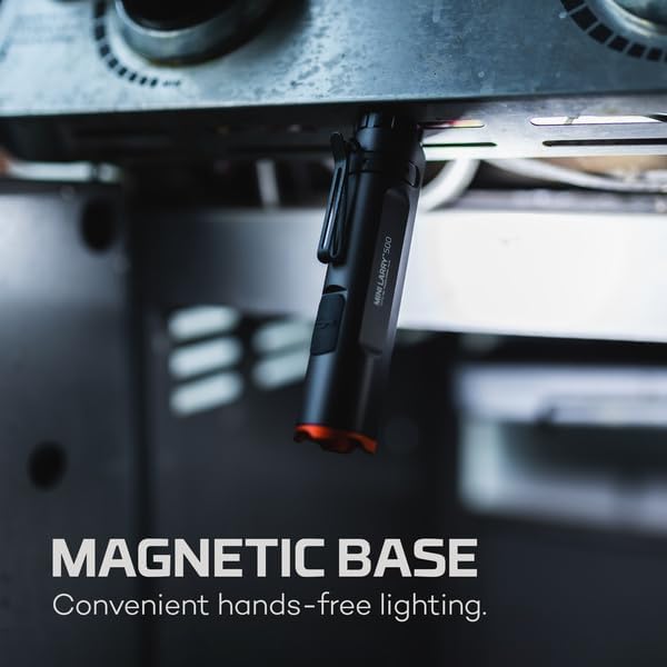 NEBO Mini Larry 500 Pocket Flashlight | 500 Lumens, 2 Light Modes, Compact, Rechargeable COB Work Light & Mini Flashlight, Magnetic Base & Steel Clip, Waterproof, Includes USB-C Charging Cable