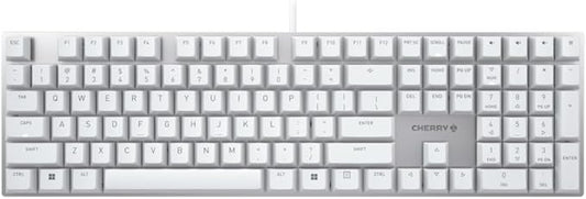 Cherry KC 200 MX Mechanical Office Keyboard with New MX2A switches. Modern Design with Metal Plate Frame (White W/MX2A Brown Switch)