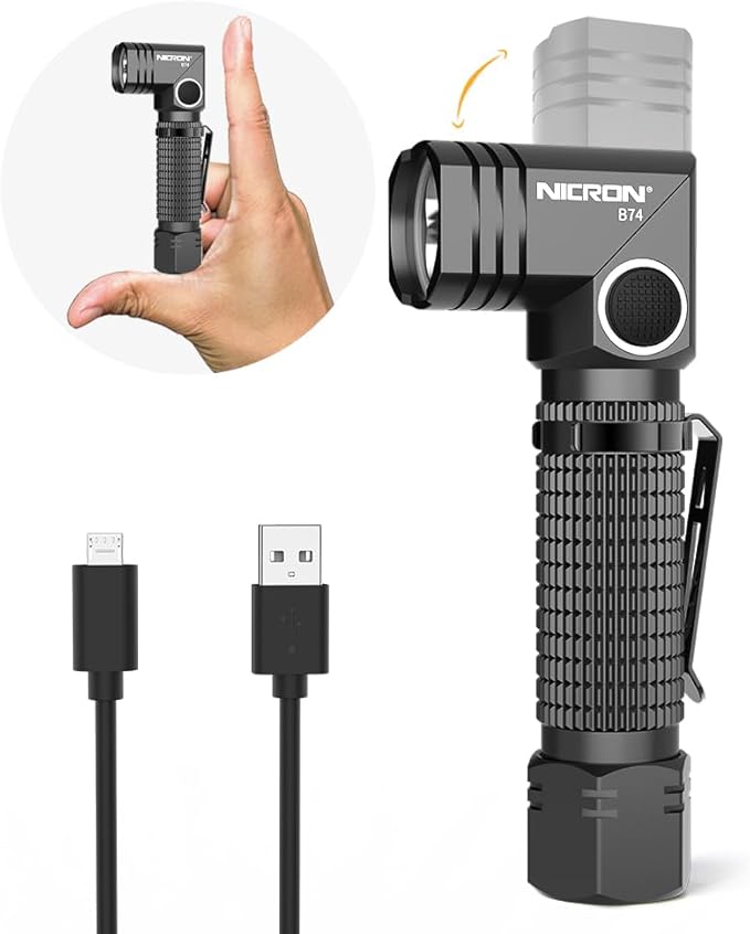 NICRON Flashlight, 700 Lumens 90 Degree Pocket Flashlight Rechargeable IP65 Waterproof 5 Modes for Camping, Outdoor, Hiking, Car Repairing