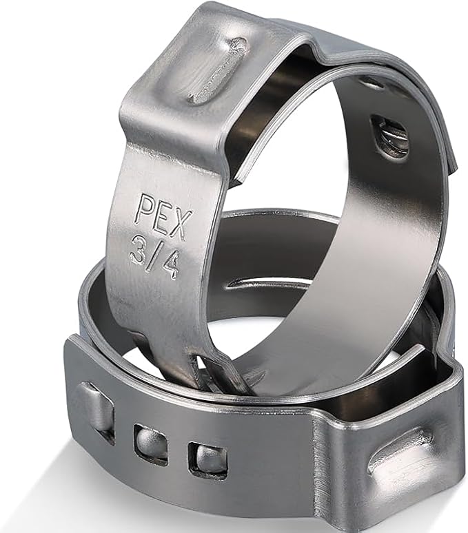 130 Pack 3/4 Inch Pex Clamps,304 Stainless Steel Pex Cinch Clamps Stepless Pex Crimp Rings PEX fittings Pinch Clamps,Single Ear Hose Clamps for Pex Tubing Pipe