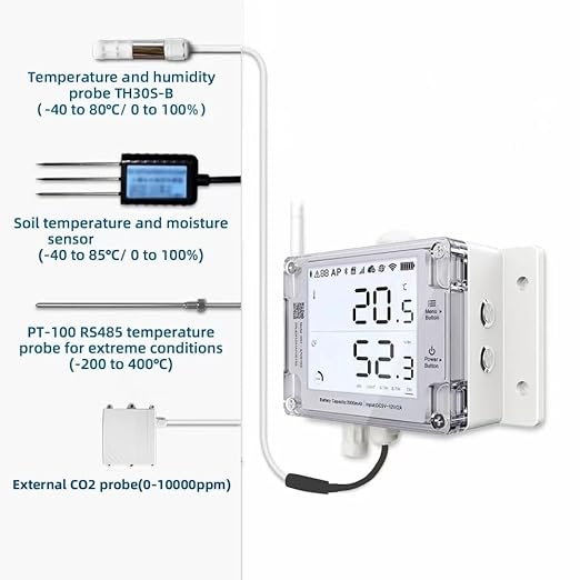 UbiBot GS1-A1RS-US Remote WiFi Temperature and Humidity Sensor, Multiple External Sensors and Types of Alerts. Free App - Compatible with Alexa, IFTTT (2.4GHz WiFi,No hub Required)