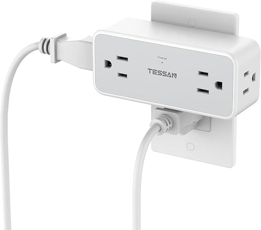 Surge Protector Outlet Extender, TESSAN Multi Plug Wall Outlet with 4 Widely Spaced Adapter, 900J Wall Charger, Multiple Plug Splitter for Home Office Kitchen Dorm Room Essentials