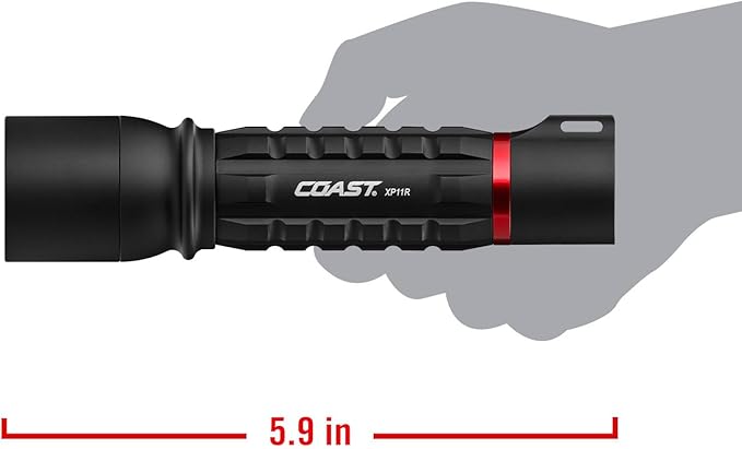 COAST XP11R Rechargeable Dual Power LED Flashlight, 3000 Lumens, Black