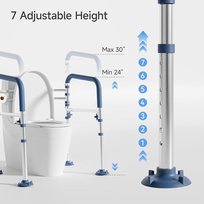 Toilet Safety Rail,Height-Adjustable Toilet Frame Width-Adjustable Toilet Handles Foldable Toilet Rail Provides Support for Seniors ， Pregnant ，Disabled