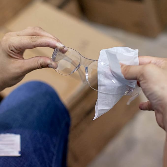 BISON LIFE Clear Lens Clear Temple Safety Glasses | One Size, Adult, Youth, Clear Protective Polycarbonate Lens Clear Temple, Clear, 24 PAIRS