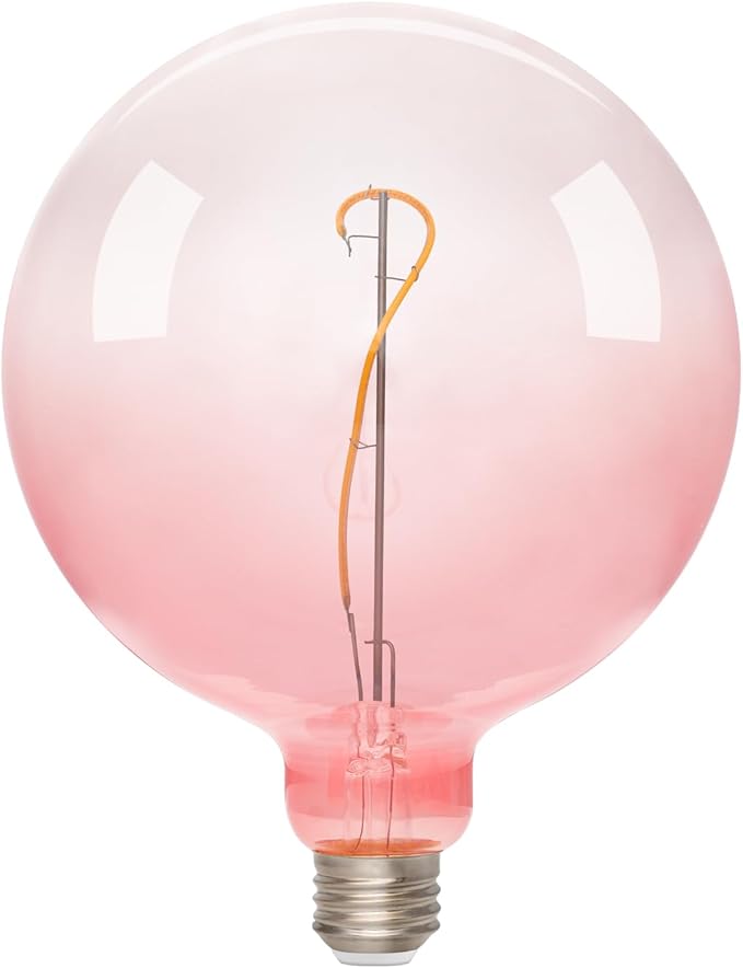 ONEWISH Large LED Bulb,G150 Pink Globe Decorative Bulbs,Warm White 2700K 3W,30W Equivalent,E26 Base,6 inch Oversized Edison Bulb for Bedroom Living Room Home,1 Pack