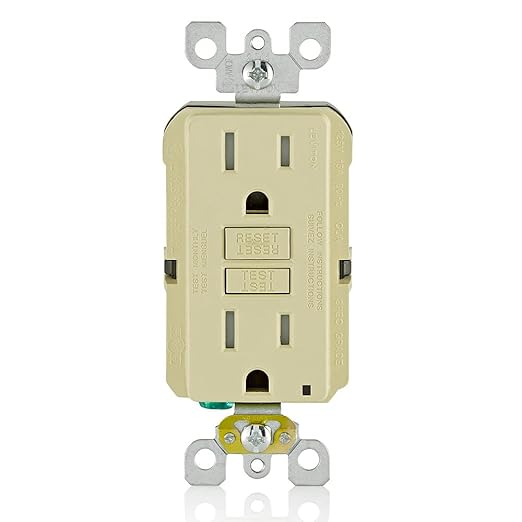 Leviton GFCI Outlet, 15 Amp, Self Test, Tamper-Resistant with LED Indicator Light, Protection from Electric Shock and Electrocution, GFTR1-I, Ivory