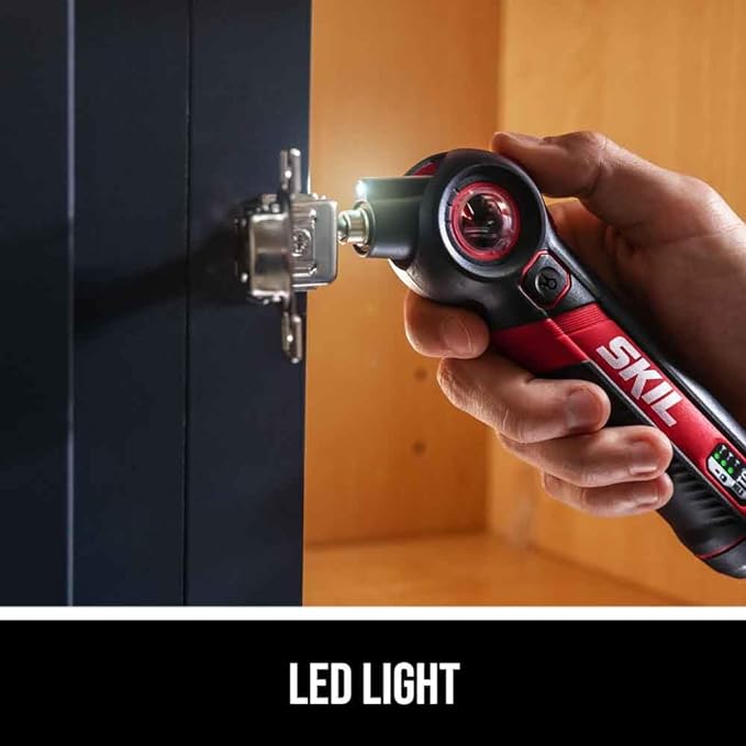 SKIL Twist 2.0 Rechargeable 4V Screwdriver with Pivoting Head, Torque Setting, USB-C Charging Cable, 28 PC Bit Set & Carrying Case- SD5619-02