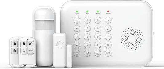 Home Security Alarm System,WiFi Smart Keypad Alarm System with Door/Motion Sensors,Remote,4G SMS/Phone APP Real-Time Alerts,Compatible with Alexa and Google,24/7 Monitoring for Home,Kids Safety