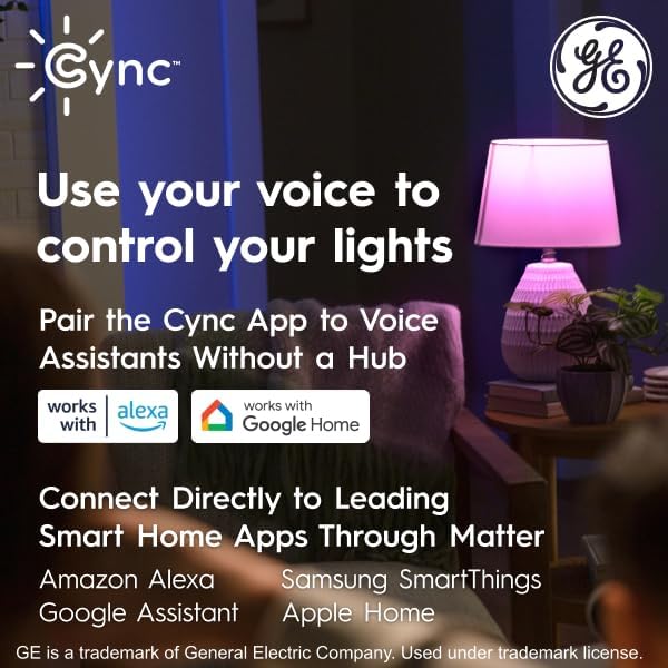 Cync GE Smart LED Strip Light, Color Changing Room Decor LED Light Strip, Works with Alexa and Google Home, Matter Compatible, LED Lights for Bedroom, Millions of Colors and White Tones, 32 Feet