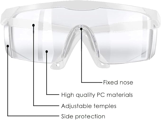 Safety Glasses, 5PCS Adjustable Wide-Vision Protective Glasses, Lightweight Fog-Proof Safety Goggles