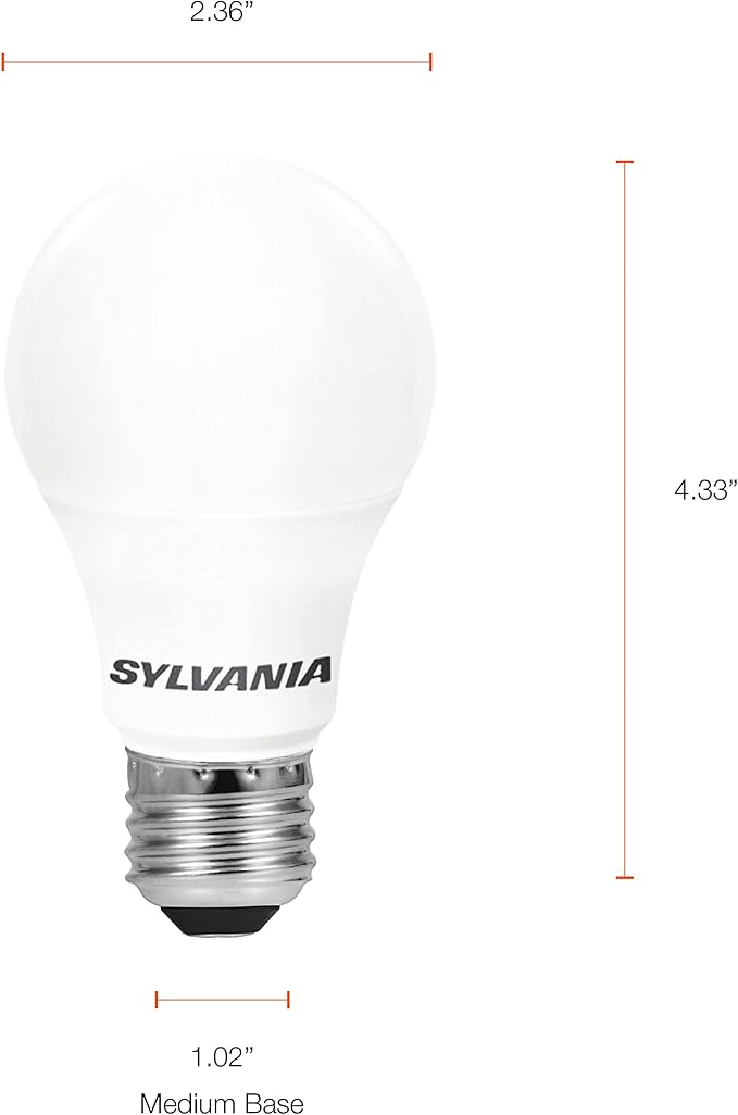 SYLVANIA LED A19 Light Bulb, 60W Equivalent, Efficient 8.5W, Frosted, 5000K, Daylight - (79284), 4 Count (Pack of 1)