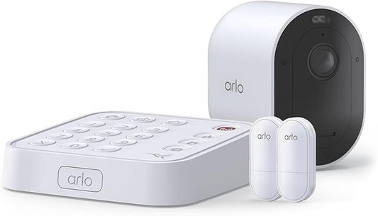 Home Security System - Wired Keypad Sensor Hub, (2) 8-in-1 Sensors, 24/7 Professional Monitoring + Pro 5S Outdoor Spotlight Bundle - No Contract Required, Alarm System for Home Security