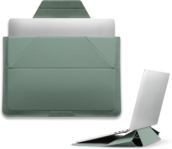 MOFT Laptop Carry Sleeve, 2-in-1 Laptop Bag & Stand for 16" MacBook Air/Pro & Dell/HP/Lenovo/Asus, Stylish Slim Computer Sleeve Bag with Expandable Storage for Computer Accessories, Seafoam