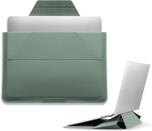 MOFT Laptop Carry Sleeve, 2-in-1 Laptop Bag & Stand for 16" MacBook Air/Pro & Dell/HP/Lenovo/Asus, Stylish Slim Computer Sleeve Bag with Expandable Storage for Computer Accessories, Seafoam