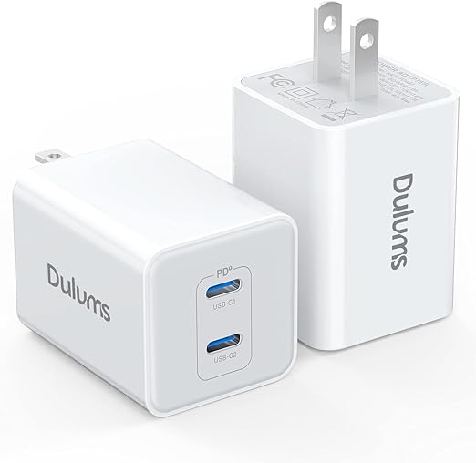 USB C 20W Wall Charger, 2 Pack Dual Port 40W PD 3.0 Type C Fast Charging Block, Durable Portable Charger for iPhone 11/12/13/14/15/16 Pro Max, iPad Pro, AirPods 4, for Apple Watch 10, Samsung Galaxy