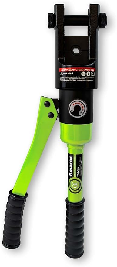 AMZCNC 16 Ton Hydraulic Wire Crimper Battery Cable Lug Terminal Crimping Tool WIth Standard US cable Dies,Crimps 6 AWG to 600 MCM, Cable Crimping Tool with 13 Pairs of Standard US cable Dies