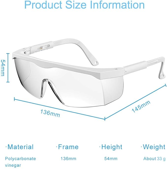 mozeeda Safety Glasses Anti-fog Clear Safety Goggles Eye Protection Safety Goggles AdjustableTemples,High Transmission, Lightweight & Comfortable Lightweight Protective Glasses.