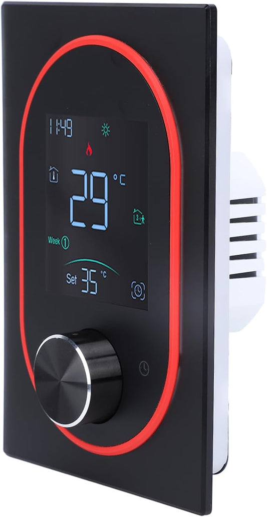 Smart Color Thermostat for Electric Heater LCD Programmable Touchscreen Control for Home Hotel Office with APP, ABS Aluminum Alloy Material (#2)