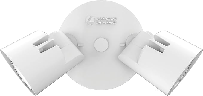 Lithonia Lighting HomeGuard 2-Light LED Outdoor Flood Lights, Wall or Ceiling Mount Outdoor Lights, 4000K Cool White, Round Heads, White (HGX LED 2RH 40K 120 WH M2)