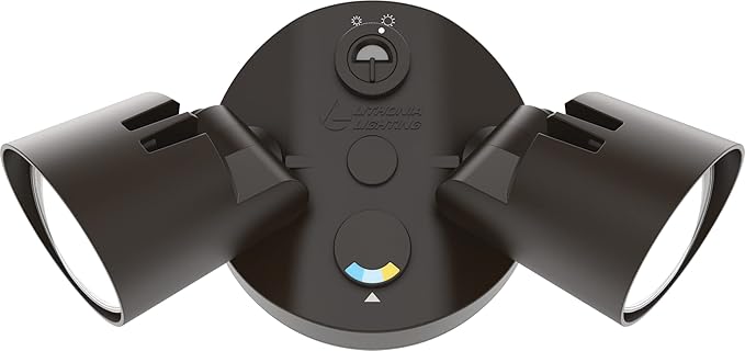 Lithonia Lighting HomeGuard 2-Light LED Outdoor Flood Lights, Outdoor LED Lights, Dusk to Dawn Sensor, Adjustable Lumens, Selectable Color, Round Heads, Dark Bronze (HGX LED 2RH ALO SWW2 120 PE DDB)