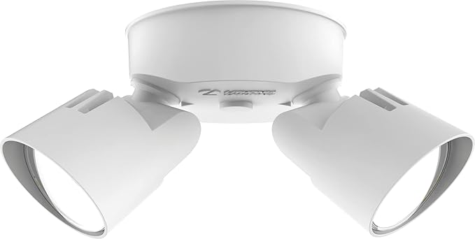 Lithonia Lighting HomeGuard 2-Light LED Outdoor Flood Lights, Wall or Ceiling Mount Outdoor Lights, 4000K Cool White, Round Heads, White (HGX LED 2RH 40K 120 WH M2)