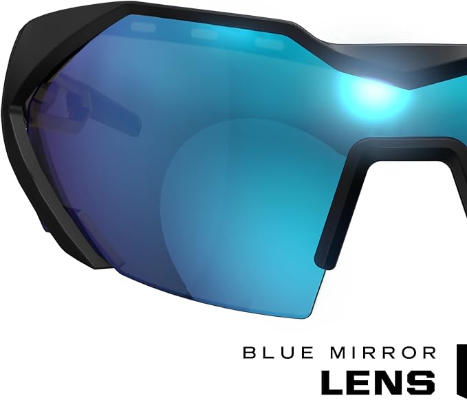 Mechanix Wear: Vision Type-E Safety Glasses with Advanced Anti Fog, Scratch Resistant, Black Half Framed Protective Eyewear, Lightweight, Adjustable Arms and Nose, For Outdoor Use (Blue Mirror Lens)