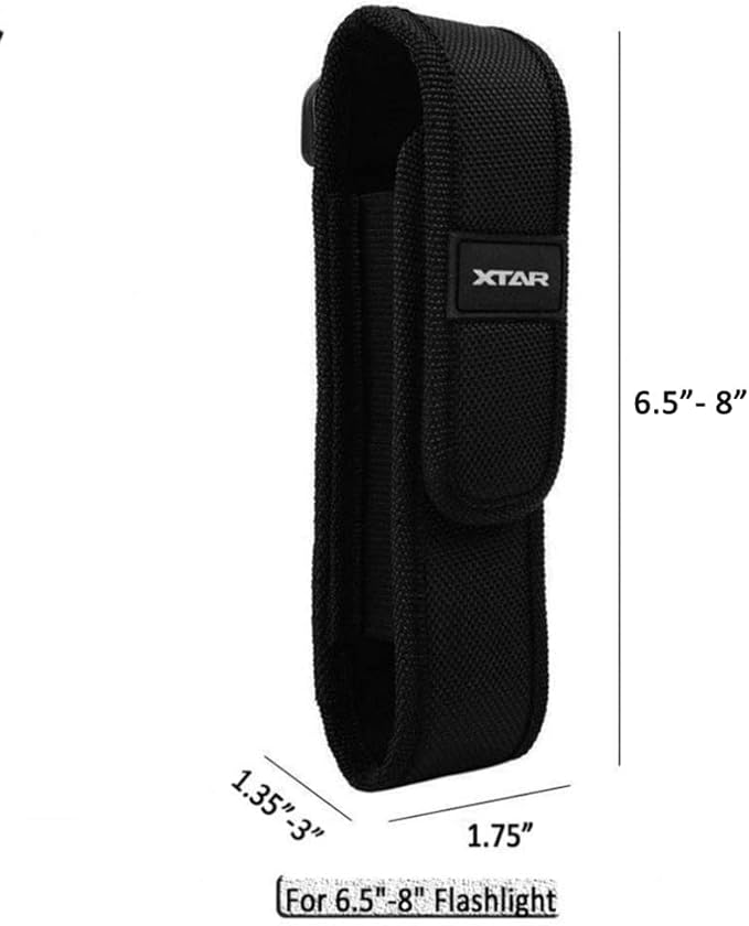 2-Pack Flashlight Battery Pouch Holster Holder for 6.5"-8" Flash Light Compatible with Fenix UC30 UC35 E35 Surefire G2X 6P 6PX E2L 501B 502B Streamlight ProTac XTAR TZ20 (for 6"-8" Flashlight)