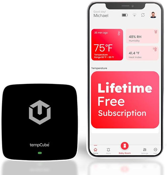 Pack of 2 WiFi Temperature & Humidity Sensor | Connects 2.4 GHz – Real-Time 24/7 Monitoring | No Subscription | Data Logger | Unlimited Text/Email Alerts | Ideal for Freezer, Medical & Food Storage