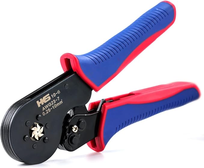 HKS Ferrule Crimping Tool AWG 23-7, Hexagonal Ratchet Self-Adjusting Crimper for End-Sleeve Terminals