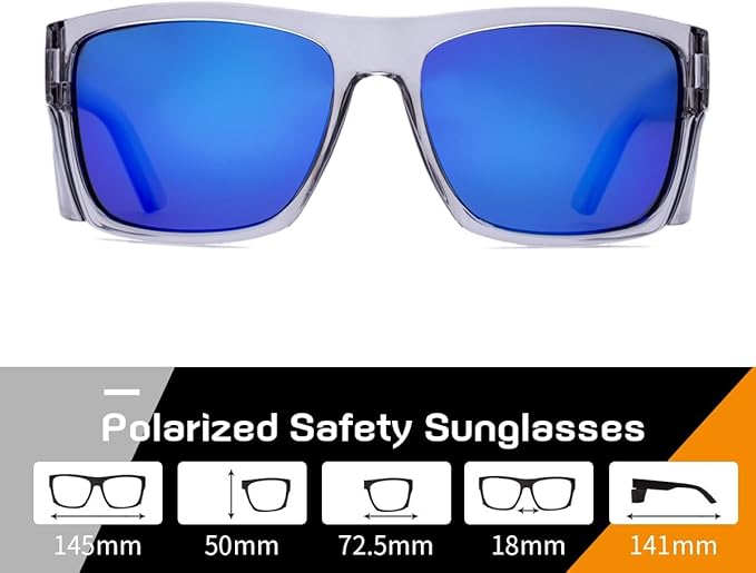 UV400 Polarized Safety Sunglasses – ANSI Z87.1 Certified, 100% UV Protection, Anti-Glare, Impact Resistant