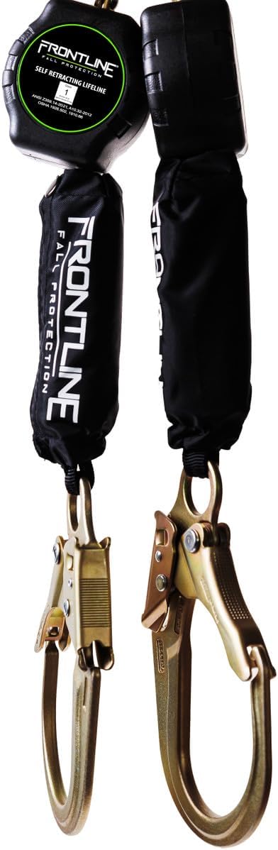 Frontline 6' Aramid Web Twin Leg SRL with Steel Rebar Hooks | 310 lbs Capacity | Lightweight & Durable | Aramid Fiber Webbing Retractable | ANSI & OSHA Compliant | ISO Lab Tested (3 Pack)